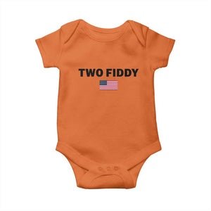 Two Fiddy American Flag Baby Onesie Funny 250th America Celebration Patriotic Graphic