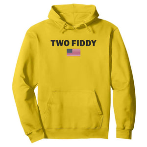 Two Fiddy American Flag Hoodie Funny 250th America Celebration Patriotic Graphic
