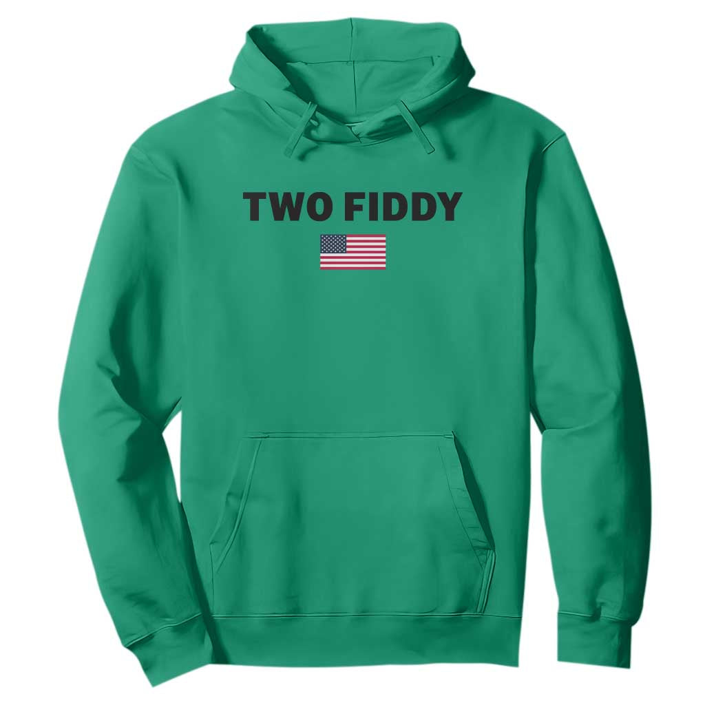 Two Fiddy American Flag Hoodie Funny 250th America Celebration Patriotic Graphic