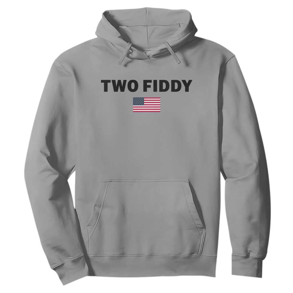 Two Fiddy American Flag Hoodie Funny 250th America Celebration Patriotic Graphic