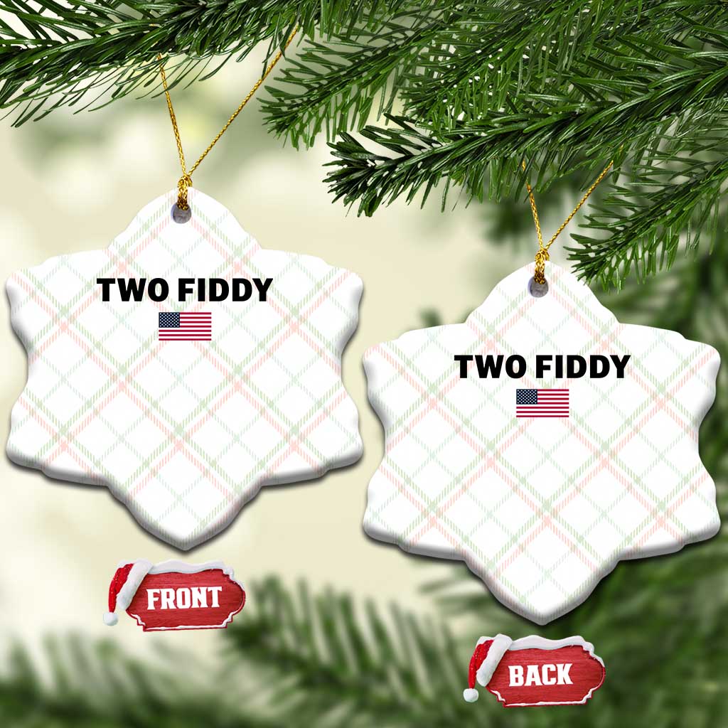 Two Fiddy American Flag Ceramic Ornament Funny 250th America Celebration Patriotic Graphic
