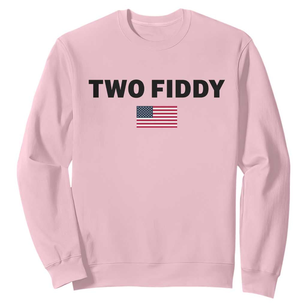 Two Fiddy American Flag Sweatshirt Funny 250th America Celebration Patriotic Graphic