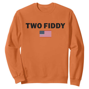 Two Fiddy American Flag Sweatshirt Funny 250th America Celebration Patriotic Graphic