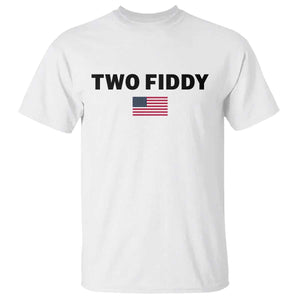 Two Fiddy American Flag T Shirt Funny 250th America Celebration Patriotic Graphic