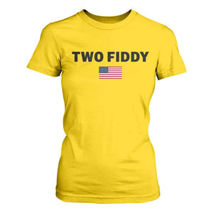 Two Fiddy American Flag T Shirt For Women Funny 250th America Celebration Patriotic Graphic