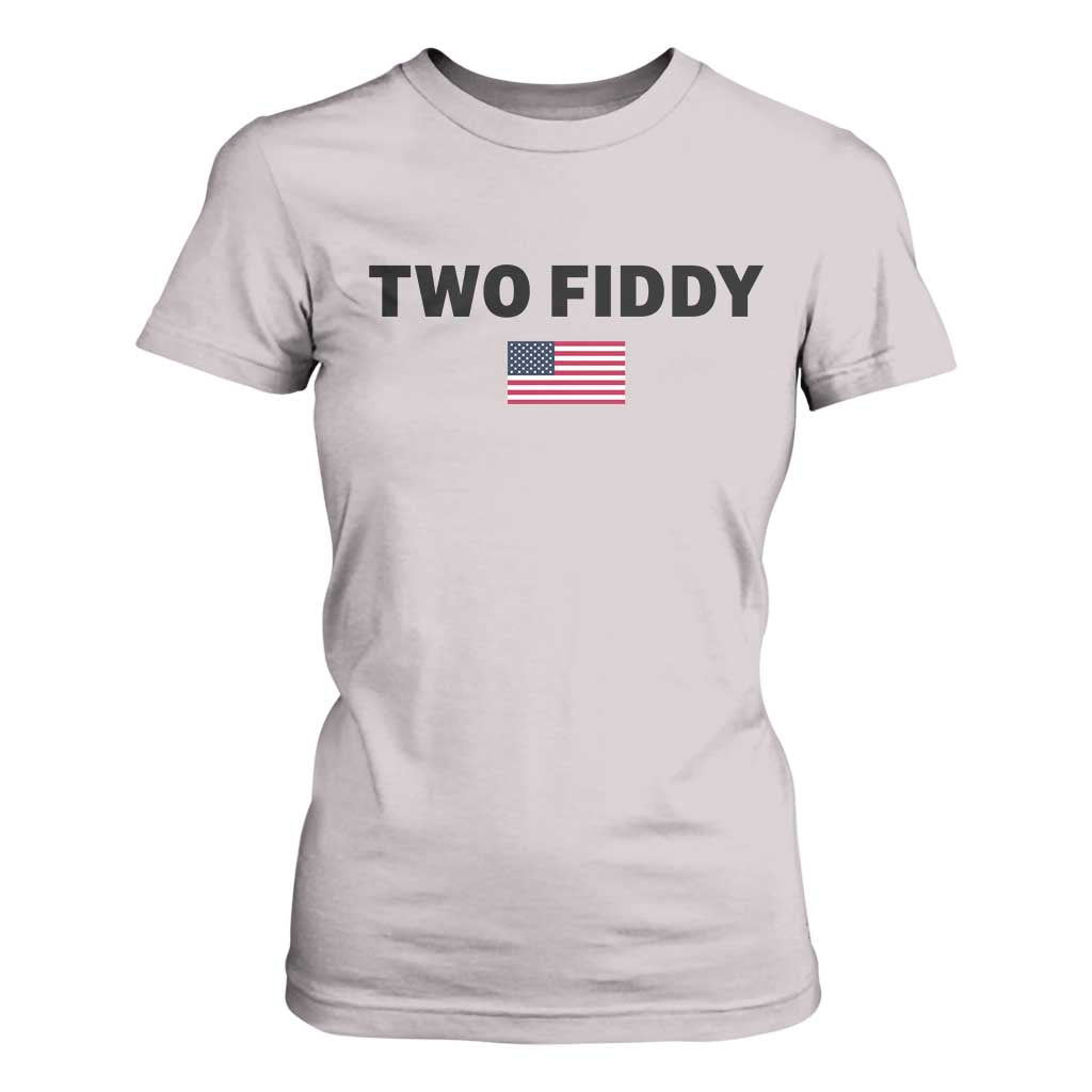 Two Fiddy American Flag T Shirt For Women Funny 250th America Celebration Patriotic Graphic
