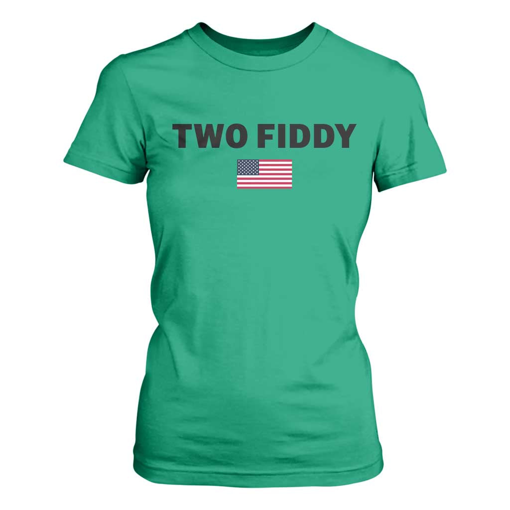 Two Fiddy American Flag T Shirt For Women Funny 250th America Celebration Patriotic Graphic