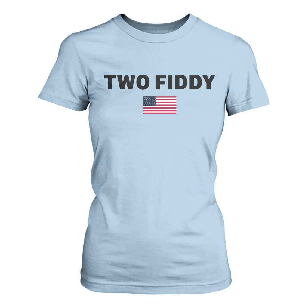 Two Fiddy American Flag T Shirt For Women Funny 250th America Celebration Patriotic Graphic