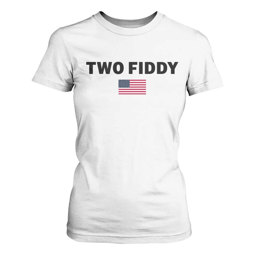 Two Fiddy American Flag T Shirt For Women Funny 250th America Celebration Patriotic Graphic
