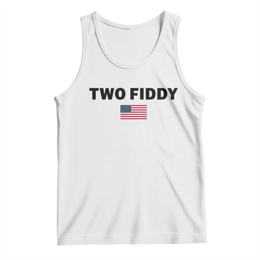 Two Fiddy American Flag Tank Top Funny 250th America Celebration Patriotic Graphic