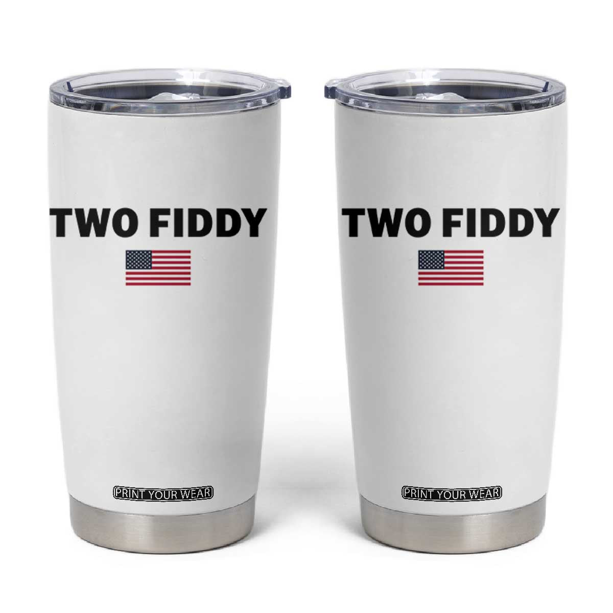 Two Fiddy American Flag Tumbler Cup Funny 250th America Celebration Patriotic Graphic
