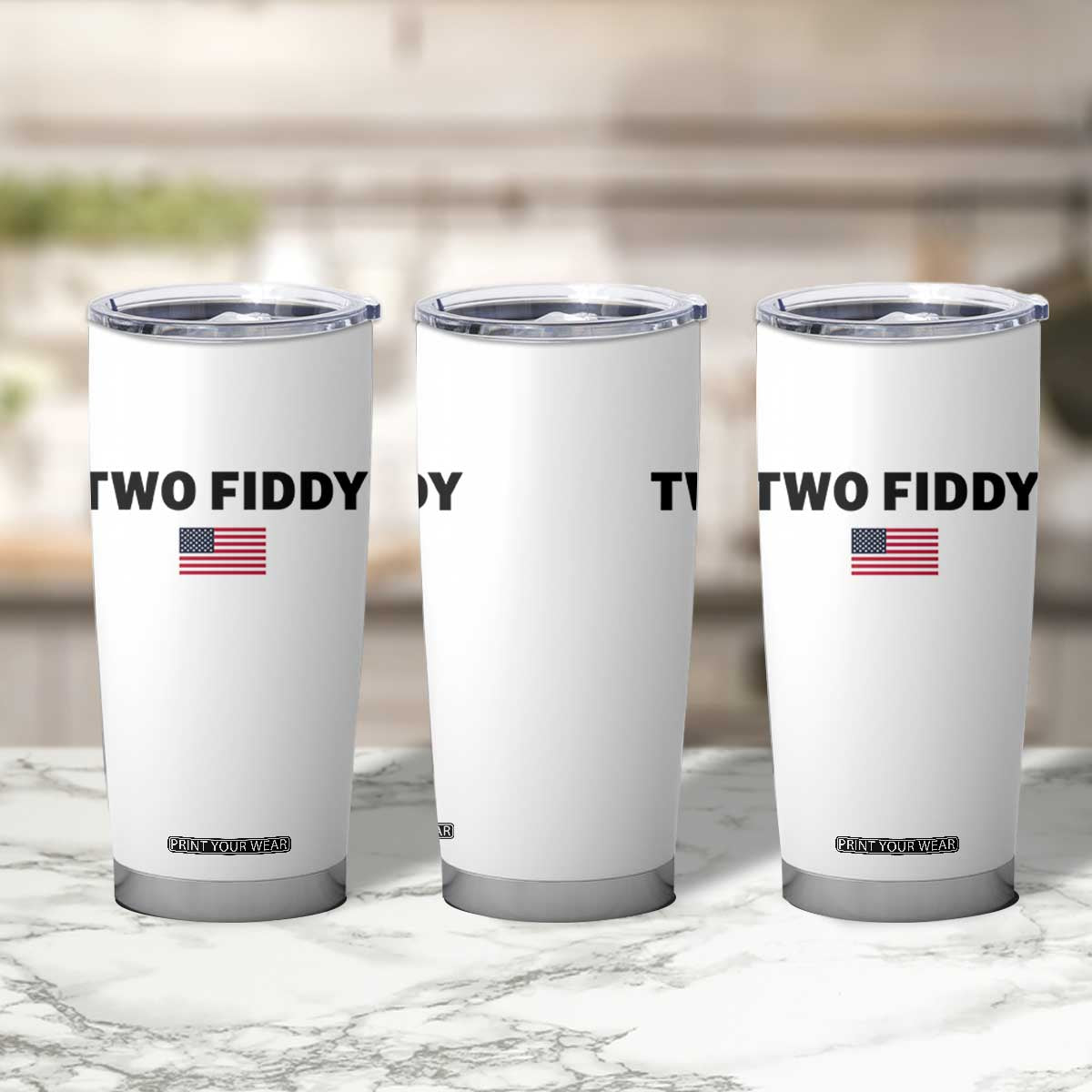 Two Fiddy American Flag Tumbler Cup Funny 250th America Celebration Patriotic Graphic