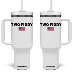 Two Fiddy American Flag Tumbler With Handle Funny 250th America Celebration Patriotic Graphic