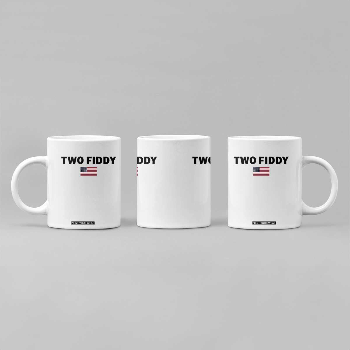 Two Fiddy American Flag Coffee Mug Funny 250th America Celebration Patriotic Graphic