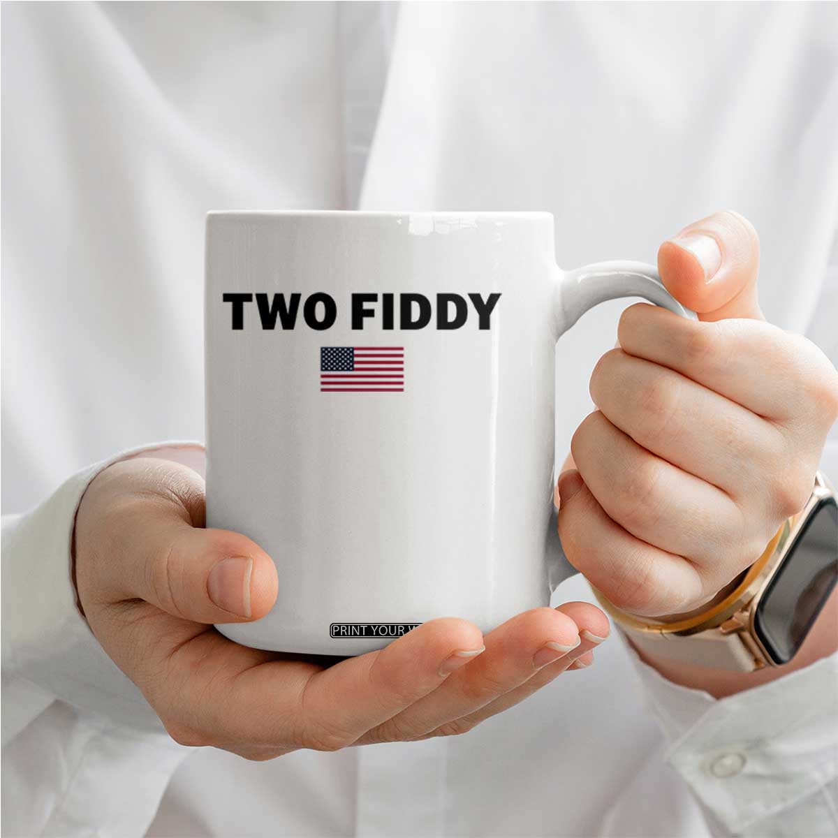 Two Fiddy American Flag Coffee Mug Funny 250th America Celebration Patriotic Graphic