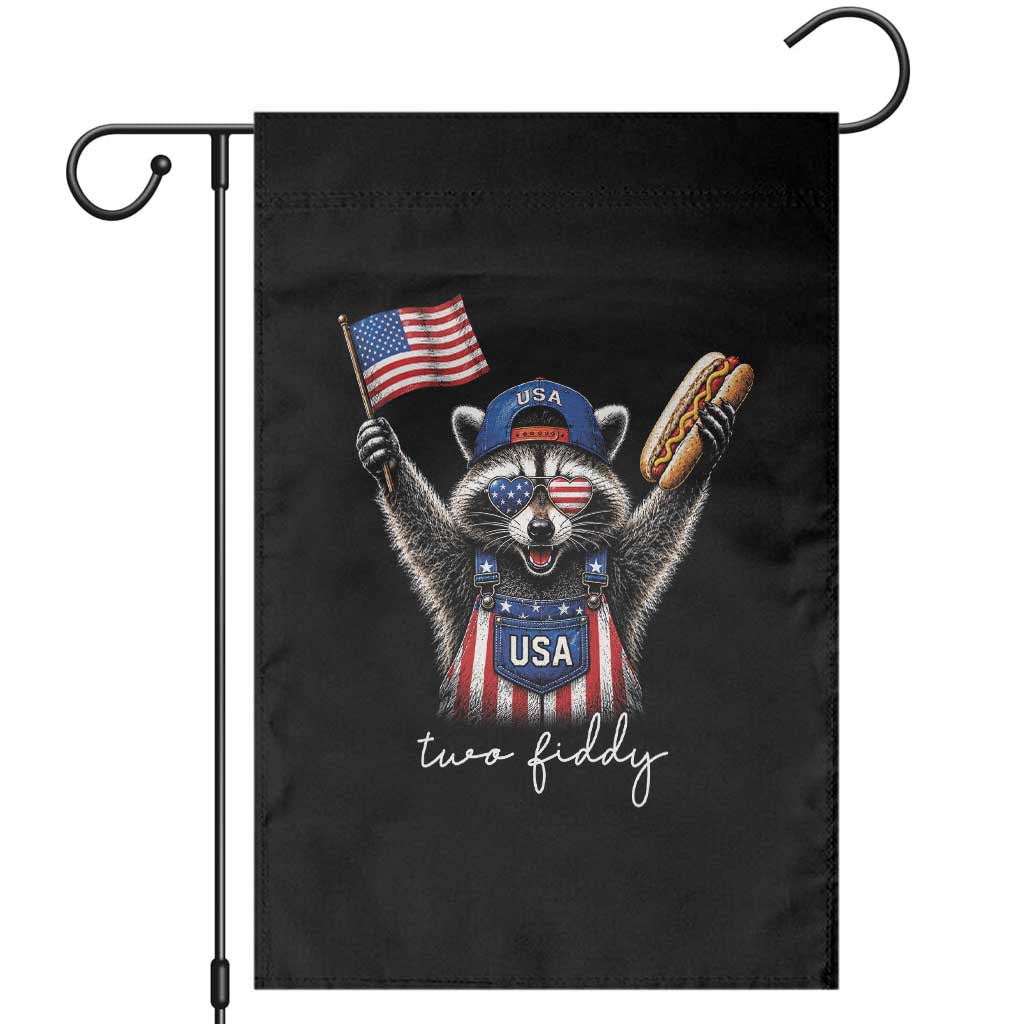 Funny Two Fiddy Raccoon Patriotic Garden Flag USA Flag Hot Dog Fourth of July USA 250th Anniversary TS10 Black Print Your Wear