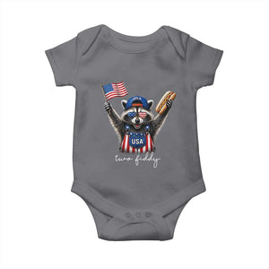 Funny Two Fiddy Raccoon Patriotic Baby Onesie USA Flag Hot Dog Fourth of July USA 250th Anniversary