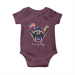 Funny Two Fiddy Raccoon Patriotic Baby Onesie USA Flag Hot Dog Fourth of July USA 250th Anniversary