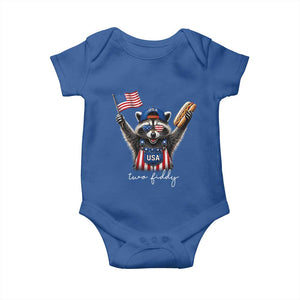 Funny Two Fiddy Raccoon Patriotic Baby Onesie USA Flag Hot Dog Fourth of July USA 250th Anniversary