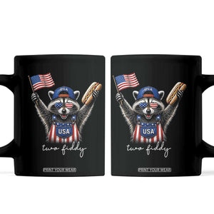 Funny Two Fiddy Raccoon Patriotic Coffee Mug USA Flag Hot Dog Fourth of July USA 250th Anniversary