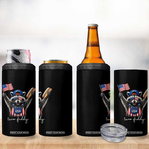 Funny Two Fiddy Raccoon Patriotic 4 in 1 Can Cooler Tumbler USA Flag Hot Dog Fourth of July USA 250th Anniversary