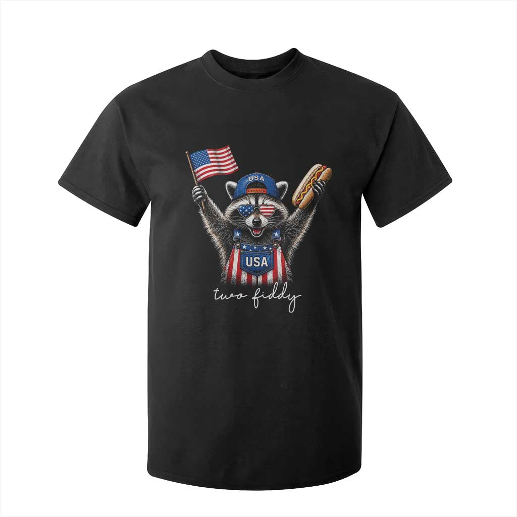 Funny Two Fiddy Raccoon Patriotic T Shirt For Kid USA Flag Hot Dog Fourth of July USA 250th Anniversary