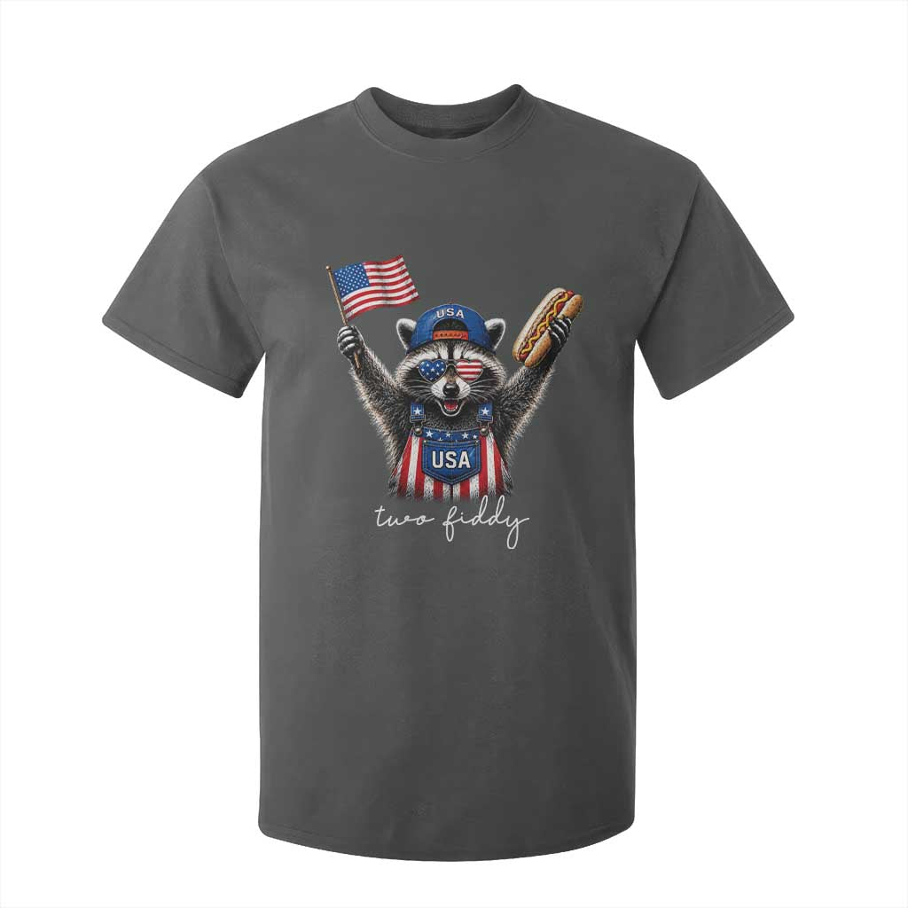 Funny Two Fiddy Raccoon Patriotic T Shirt For Kid USA Flag Hot Dog Fourth of July USA 250th Anniversary