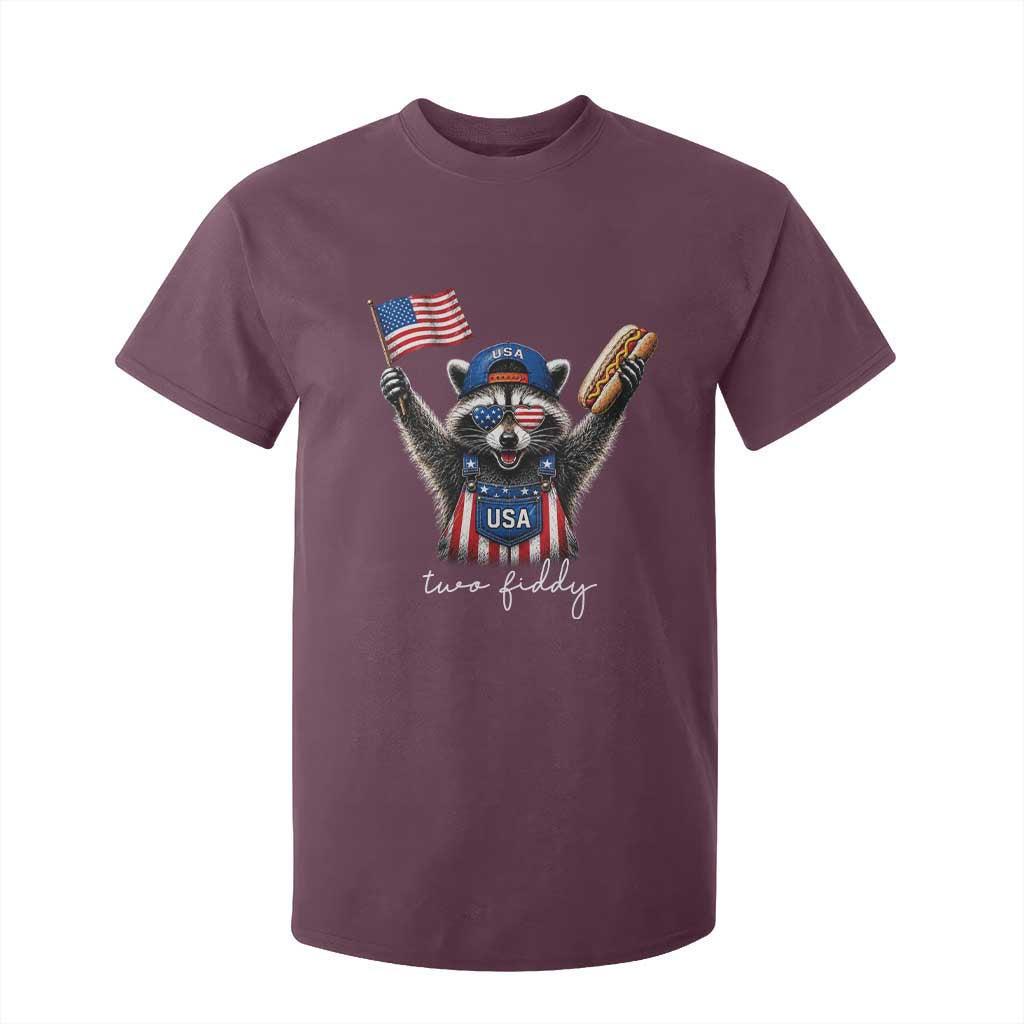 Funny Two Fiddy Raccoon Patriotic T Shirt For Kid USA Flag Hot Dog Fourth of July USA 250th Anniversary