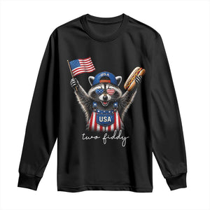 Funny Two Fiddy Raccoon Patriotic Long Sleeve Shirt USA Flag Hot Dog Fourth of July USA 250th Anniversary