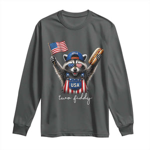 Funny Two Fiddy Raccoon Patriotic Long Sleeve Shirt USA Flag Hot Dog Fourth of July USA 250th Anniversary