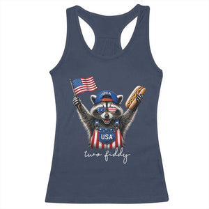 Funny Two Fiddy Raccoon Patriotic Racerback Tank Top USA Flag Hot Dog Fourth of July USA 250th Anniversary