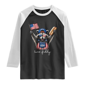 Funny Two Fiddy Raccoon Patriotic Raglan Shirt USA Flag Hot Dog Fourth of July USA 250th Anniversary