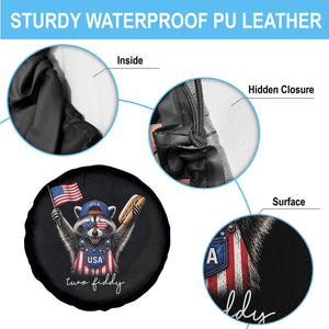Funny Two Fiddy Raccoon Patriotic Spare Tire Cover USA Flag Hot Dog Fourth of July USA 250th Anniversary