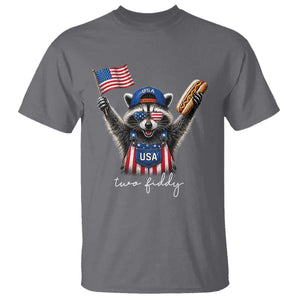 Funny Two Fiddy Raccoon Patriotic T Shirt USA Flag Hot Dog Fourth of July USA 250th Anniversary