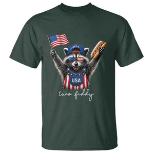 Funny Two Fiddy Raccoon Patriotic T Shirt USA Flag Hot Dog Fourth of July USA 250th Anniversary