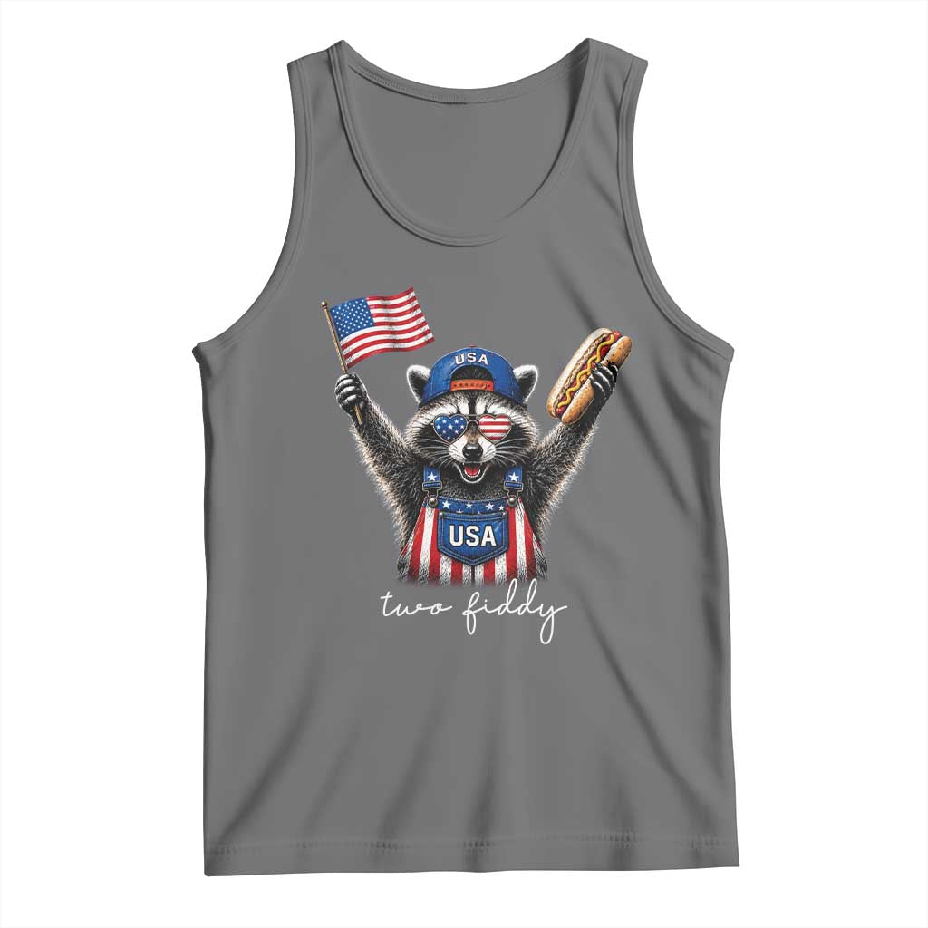Funny Two Fiddy Raccoon Patriotic Tank Top USA Flag Hot Dog Fourth of July USA 250th Anniversary