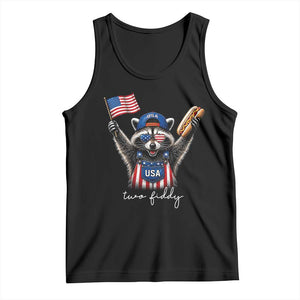 Funny Two Fiddy Raccoon Patriotic Tank Top USA Flag Hot Dog Fourth of July USA 250th Anniversary