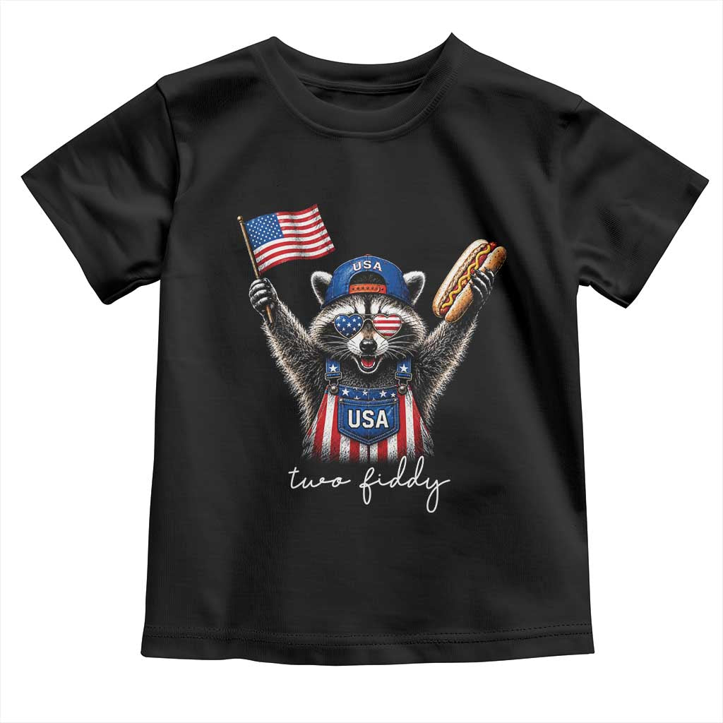Funny Two Fiddy Raccoon Patriotic Toddler T Shirt USA Flag Hot Dog Fourth of July USA 250th Anniversary