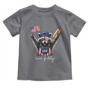 Funny Two Fiddy Raccoon Patriotic Toddler T Shirt USA Flag Hot Dog Fourth of July USA 250th Anniversary