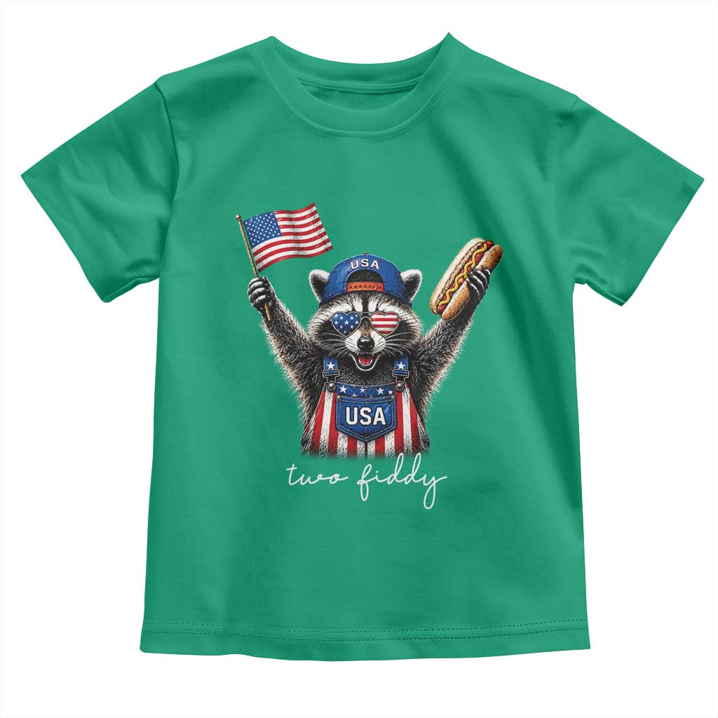 Funny Two Fiddy Raccoon Patriotic Toddler T Shirt USA Flag Hot Dog Fourth of July USA 250th Anniversary