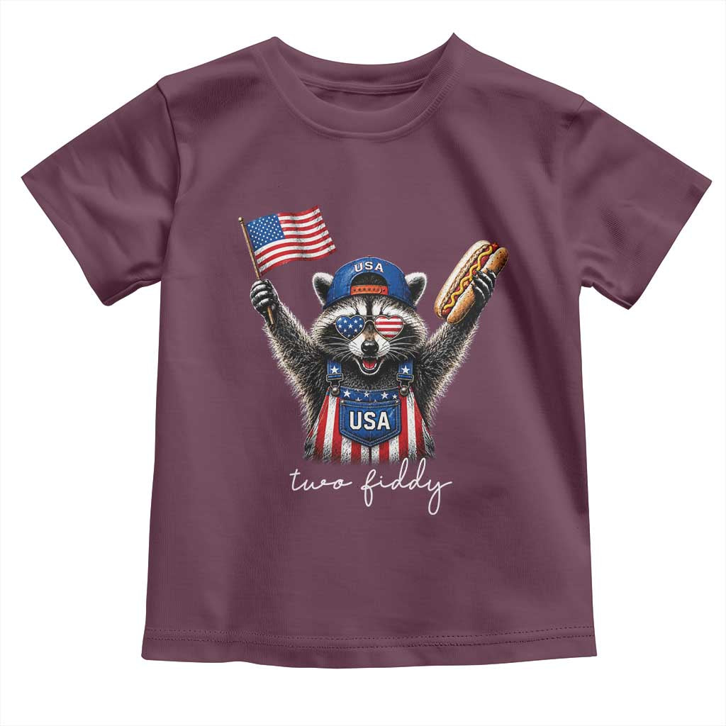 Funny Two Fiddy Raccoon Patriotic Toddler T Shirt USA Flag Hot Dog Fourth of July USA 250th Anniversary