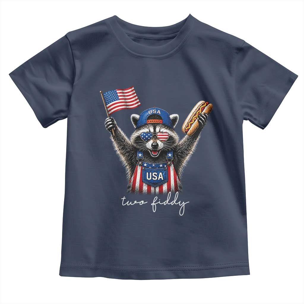 Funny Two Fiddy Raccoon Patriotic Toddler T Shirt USA Flag Hot Dog Fourth of July USA 250th Anniversary