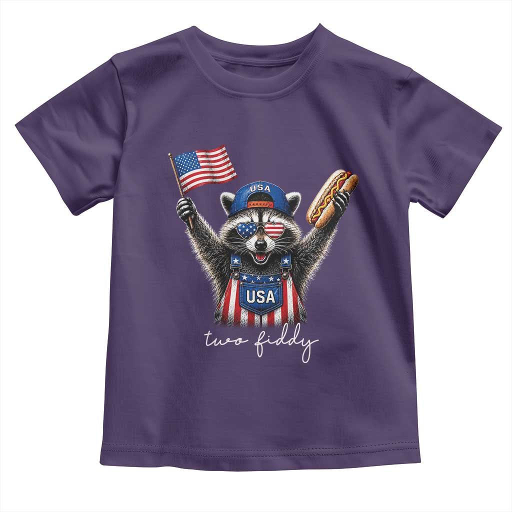 Funny Two Fiddy Raccoon Patriotic Toddler T Shirt USA Flag Hot Dog Fourth of July USA 250th Anniversary