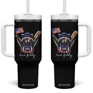 Funny Two Fiddy Raccoon Patriotic Tumbler With Handle USA Flag Hot Dog Fourth of July USA 250th Anniversary