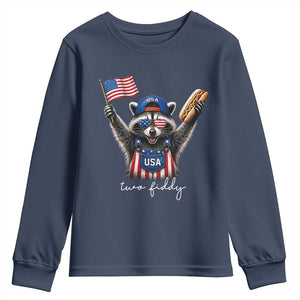 Funny Two Fiddy Raccoon Patriotic Youth Sweatshirt USA Flag Hot Dog Fourth of July USA 250th Anniversary