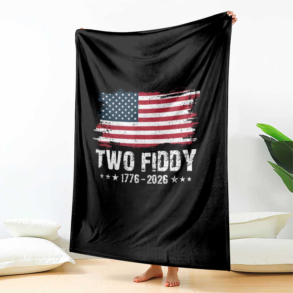 Two Fiddy USA 250th Anniversary Throw Blanket Vintage American Flag Patriotic Humor