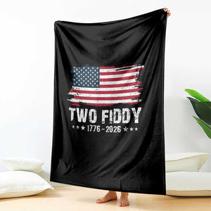 Two Fiddy USA 250th Anniversary Throw Blanket Vintage American Flag Patriotic Humor