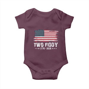 Two Fiddy USA 250th Anniversary Baby Onesie Vintage American Flag Patriotic Humor