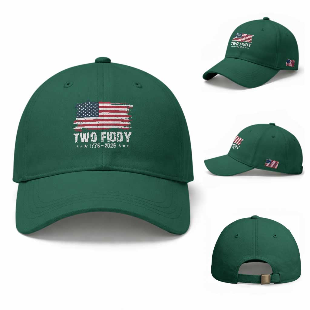 Two Fiddy USA 250th Anniversary Baseball Cap Vintage American Flag Patriotic Humor