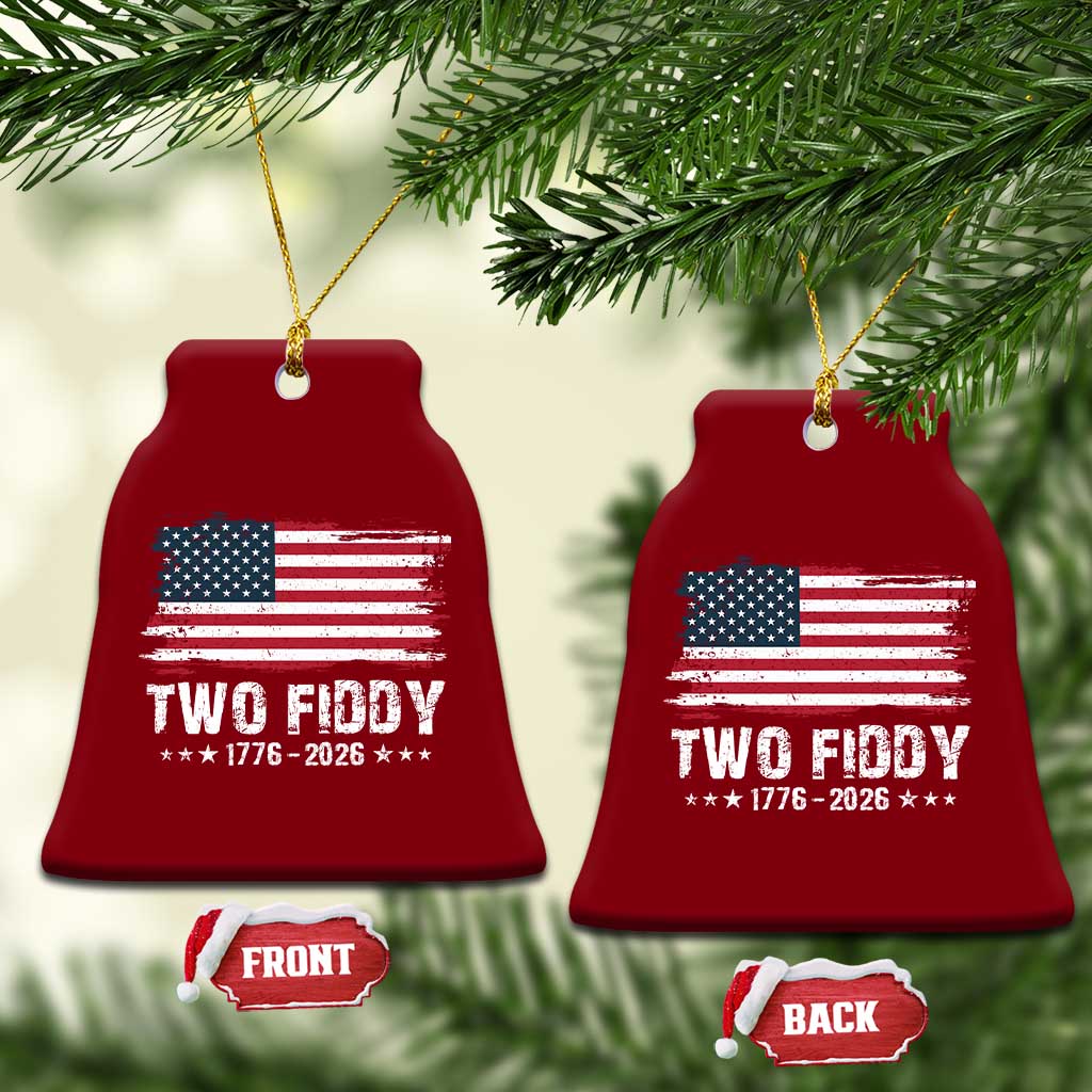 Two Fiddy USA 250th Anniversary Ceramic Ornament Vintage American Flag Patriotic Humor
